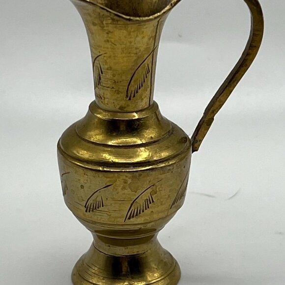 Vintage Indian Etched Brass 3” Vase Decor Piece - Picture 3 of 6